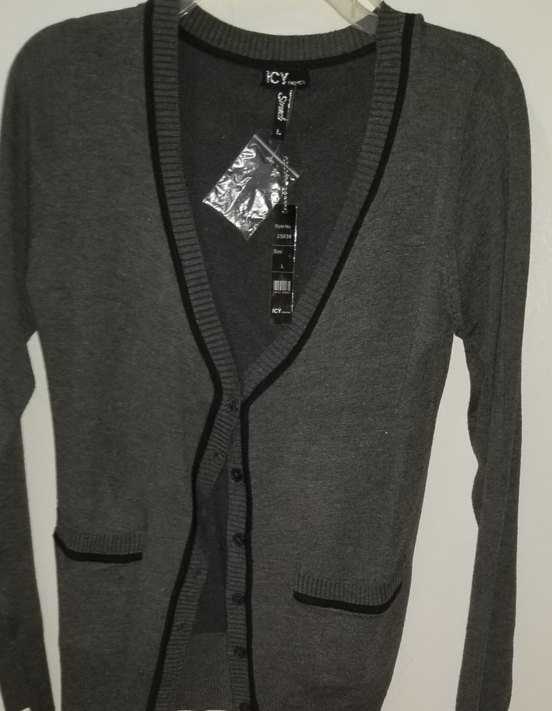 Gray Cardigan w/ Black Detailing